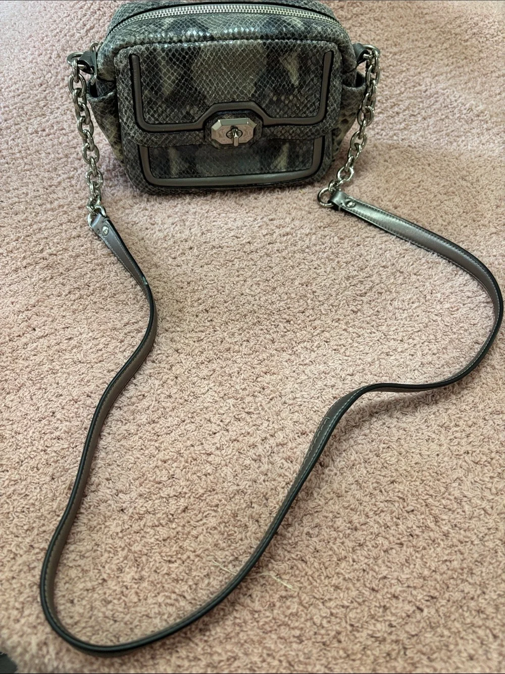 Coach Women’s Snake-Embossed Crossbody Bag in Gray